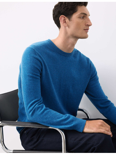 Marks & Spencer Sveter z čistého kašmíru s výstrihom ku krku Marks & Spencer modrá