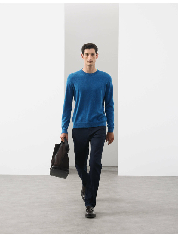 Marks & Spencer Sveter z čistého kašmíru s výstrihom ku krku Marks & Spencer modrá