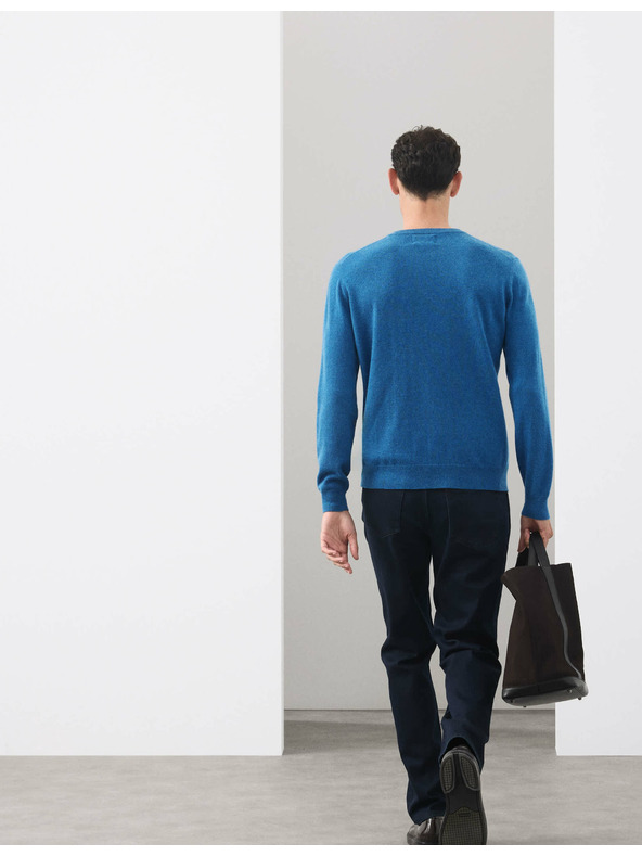 Marks & Spencer Sveter z čistého kašmíru s výstrihom ku krku Marks & Spencer modrá