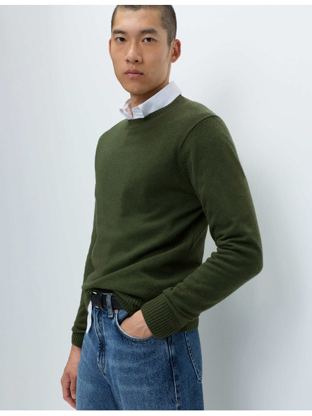 Marks & Spencer Sveter s výstrihom ku krku z jahňacej vlny Marks & Spencer zelená