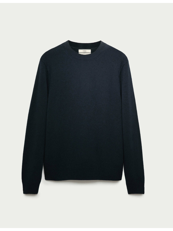 Marks & Spencer Sveter s výstrihom ku krku z jahňacej vlny Marks & Spencer námorná modrá