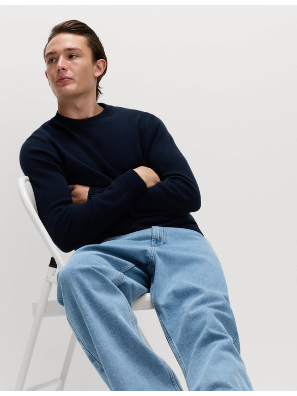 Marks & Spencer Sveter s výstrihom ku krku z jahňacej vlny Marks & Spencer námorná modrá