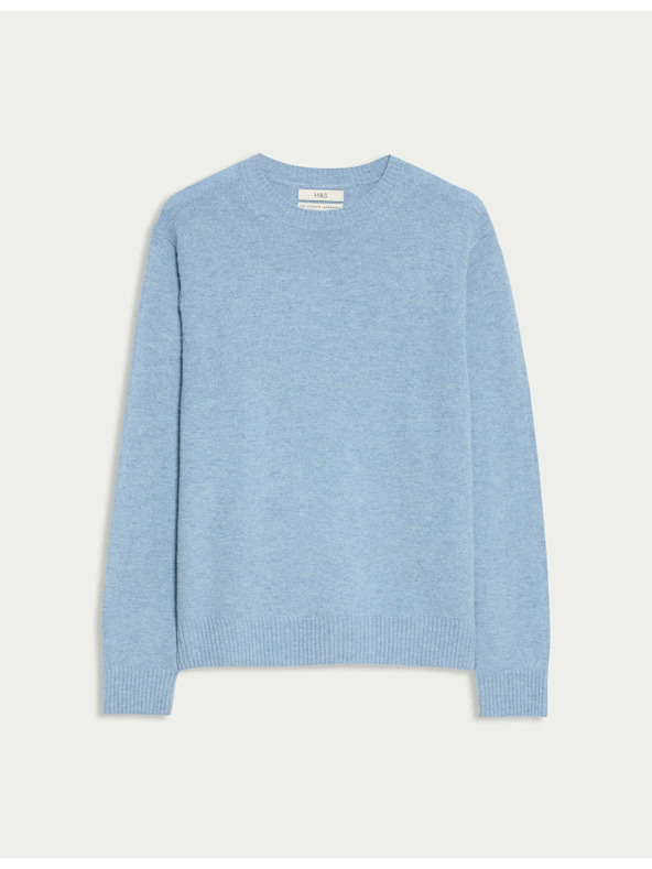 Marks & Spencer Sveter s výstrihom ku krku z jahňacej vlny Marks & Spencer modrá