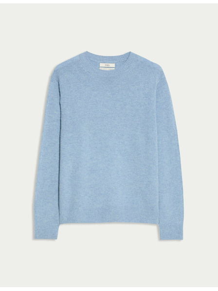 Marks & Spencer Sveter s výstrihom ku krku z jahňacej vlny Marks & Spencer modrá