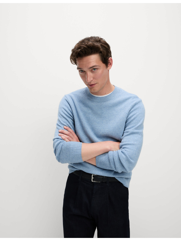 Marks & Spencer Sveter s výstrihom ku krku z jahňacej vlny Marks & Spencer modrá