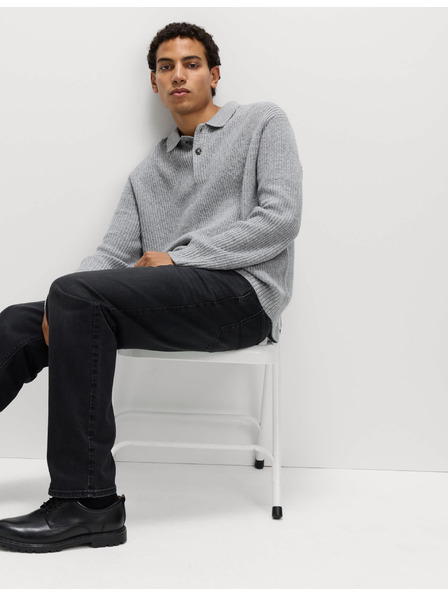 Marks & Spencer Pletená polokošeľa zo zmesi jahňacej vlny Marks & Spencer sivá