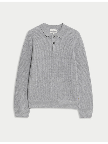 Marks & Spencer Pletená polokošeľa zo zmesi jahňacej vlny Marks & Spencer sivá