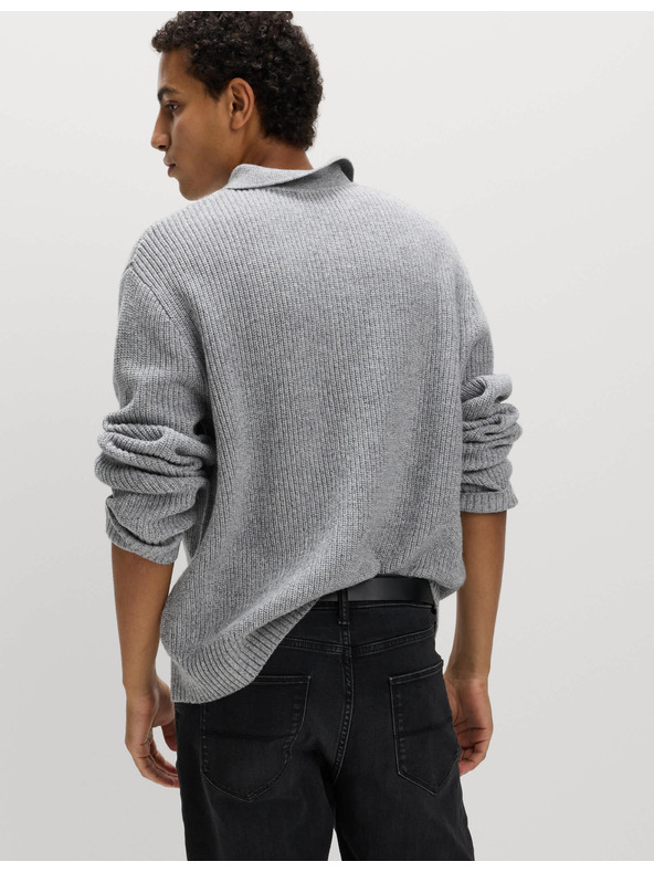 Marks & Spencer Pletená polokošeľa zo zmesi jahňacej vlny Marks & Spencer sivá