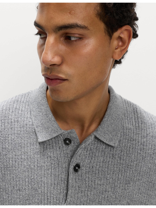 Marks & Spencer Pletená polokošeľa zo zmesi jahňacej vlny Marks & Spencer sivá