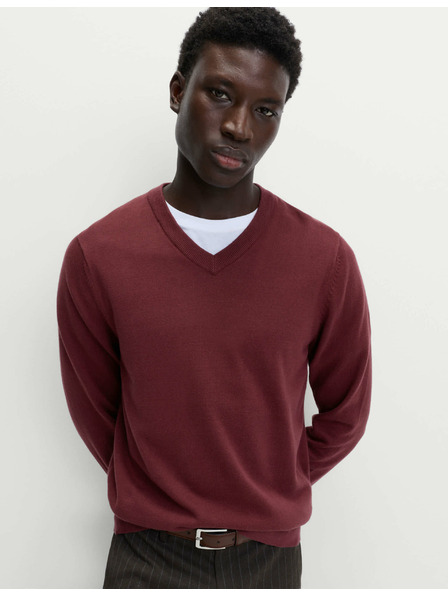 Marks & Spencer Čisto bavlnený sveter s výstrihom do V Marks & Spencer červená