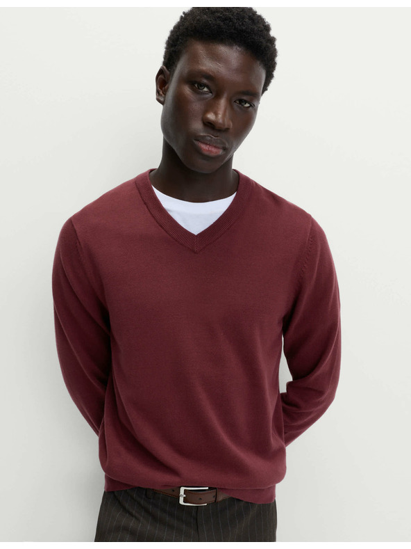 Marks & Spencer Čisto bavlnený sveter s výstrihom do V Marks & Spencer červená