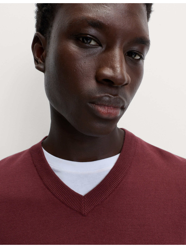 Marks & Spencer Čisto bavlnený sveter s výstrihom do V Marks & Spencer červená