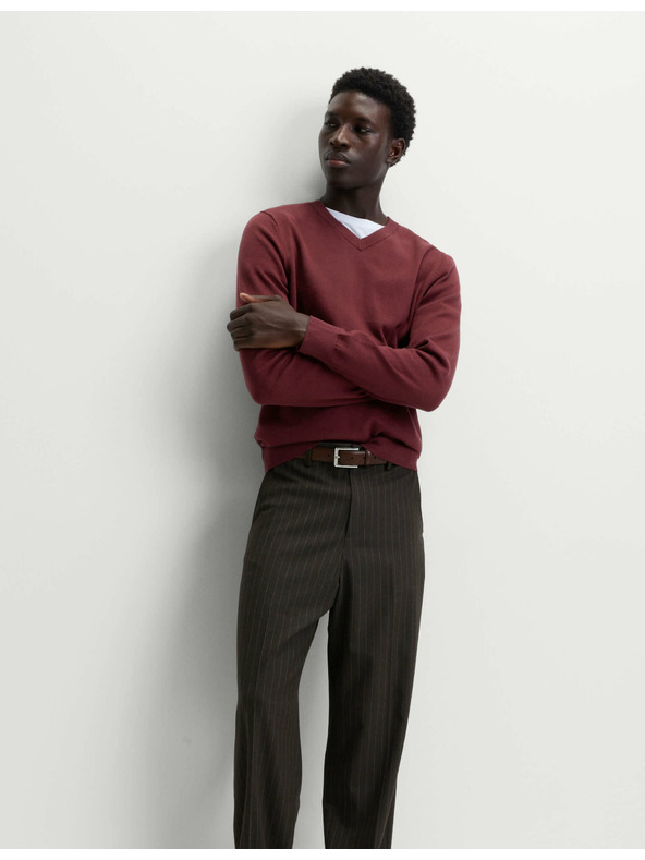 Marks & Spencer Čisto bavlnený sveter s výstrihom do V Marks & Spencer červená