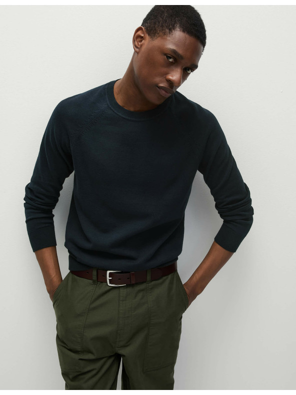 Marks & Spencer Sveter z čistej bavlny, s výstrihom ku krku Marks & Spencer námorná modrá