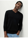 Marks & Spencer Čistý bavlnený sveter s výstrihom do V Marks & Spencer čierny