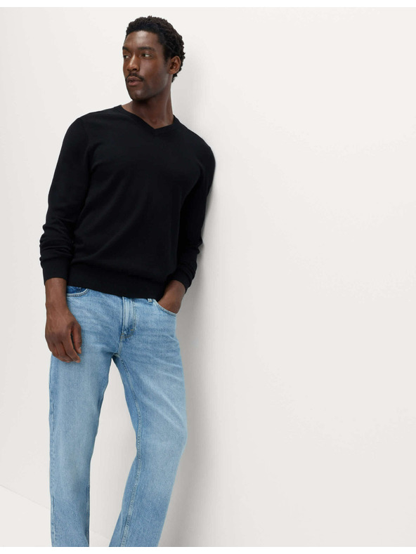 Marks & Spencer Čistý bavlnený sveter s výstrihom do V Marks & Spencer čierny