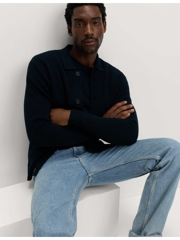 Marks & Spencer Pletená bunda zo zmesi bavlny Marks & Spencer námorná modrá