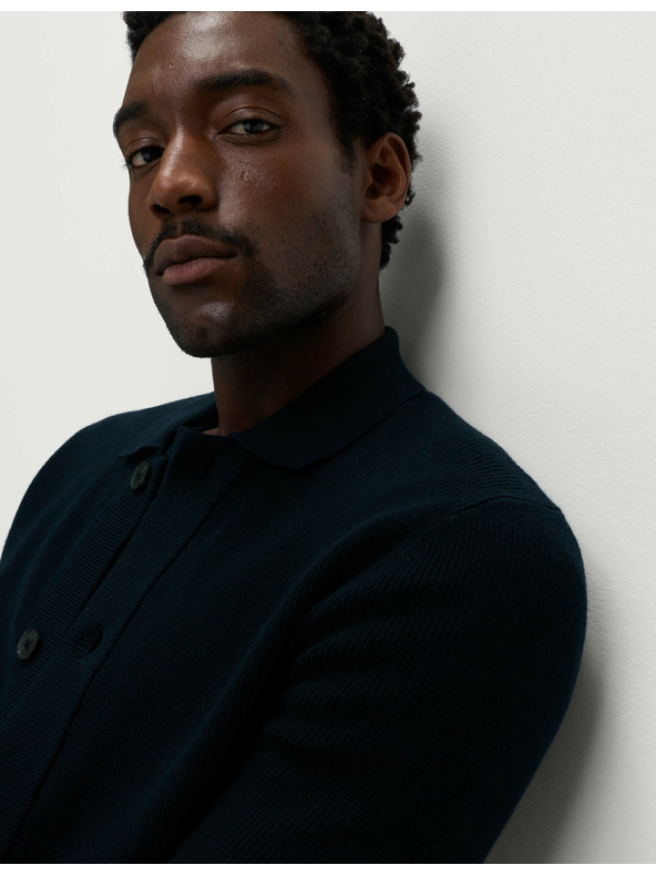 Marks & Spencer Pletená bunda zo zmesi bavlny Marks & Spencer námorná modrá