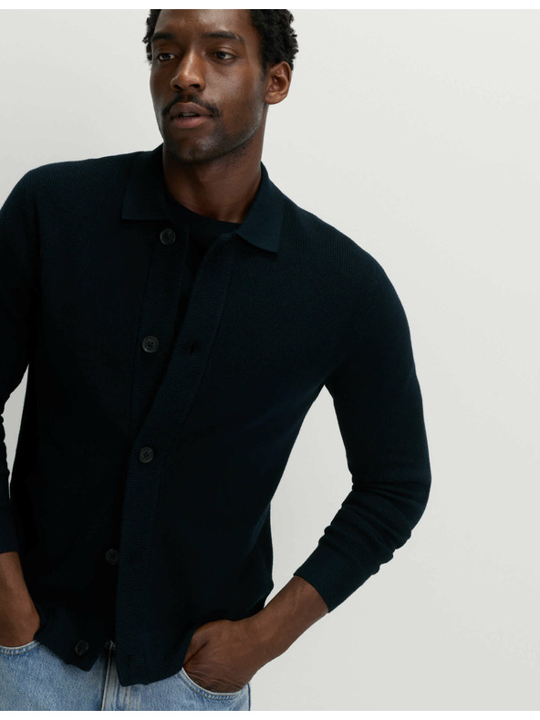 Marks & Spencer Pletená bunda zo zmesi bavlny Marks & Spencer námorná modrá