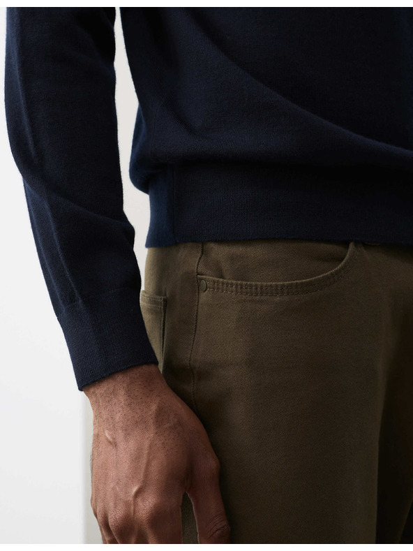 Marks & Spencer Sveter s krátkym zipsom z čistej extra jemnej vlny merino Marks & Spencer námorná modrá