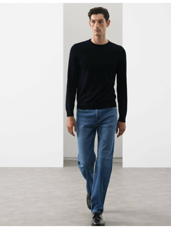 Marks & Spencer Sveter z čistej mimoriadne jemnej vlny merino Marks & Spencer námorná modrá