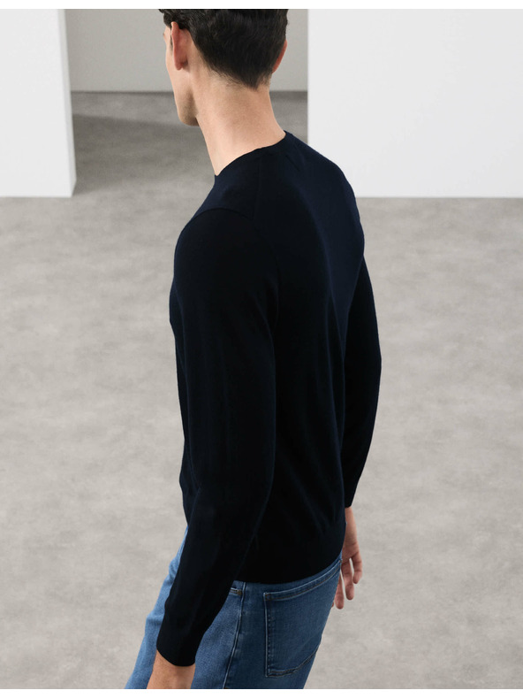 Marks & Spencer Sveter z čistej mimoriadne jemnej vlny merino Marks & Spencer námorná modrá