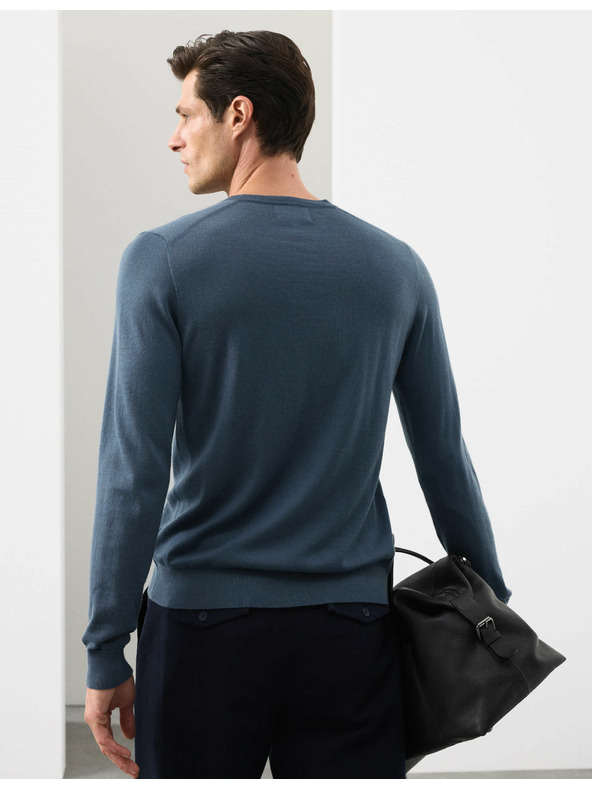 Marks & Spencer Sveter s výstrihom do V z čistej mimoriadne jemnej vlny merino Marks & Spencer námorná modrá