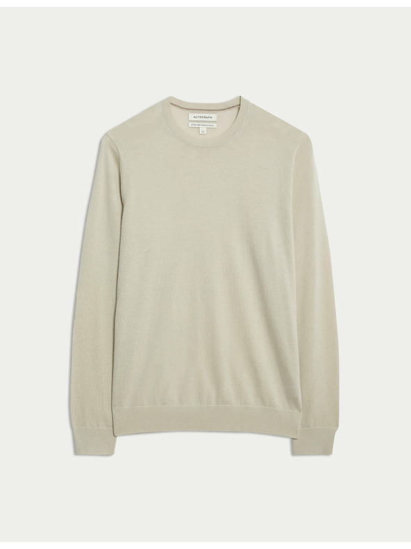 Marks & Spencer Sveter z čistej mimoriadne jemnej vlny merino Marks & Spencer béžová