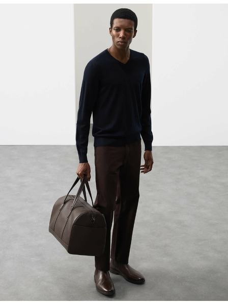 Marks & Spencer Sveter s výstrihom do V z čistej mimoriadne jemnej vlny merino Marks & Spencer námorná modrá