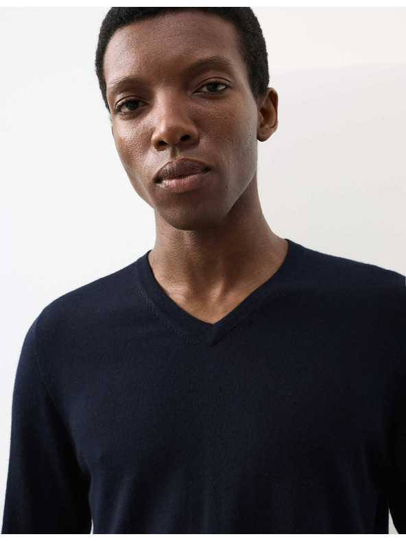 Marks & Spencer Sveter s výstrihom do V z čistej mimoriadne jemnej vlny merino Marks & Spencer námorná modrá