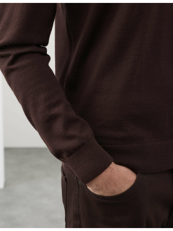 Marks & Spencer Sveter z čistej mimoriadne jemnej vlny merino Marks & Spencer hnedá