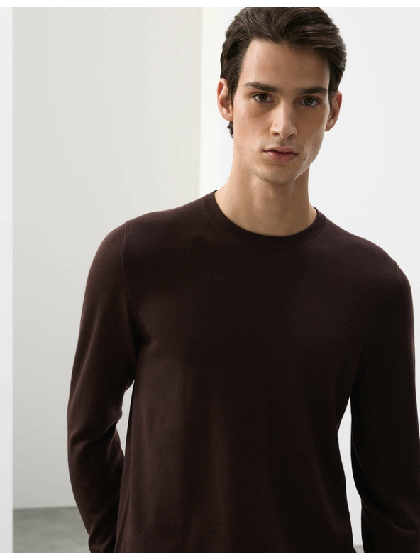 Marks & Spencer Sveter z čistej mimoriadne jemnej vlny merino Marks & Spencer hnedá