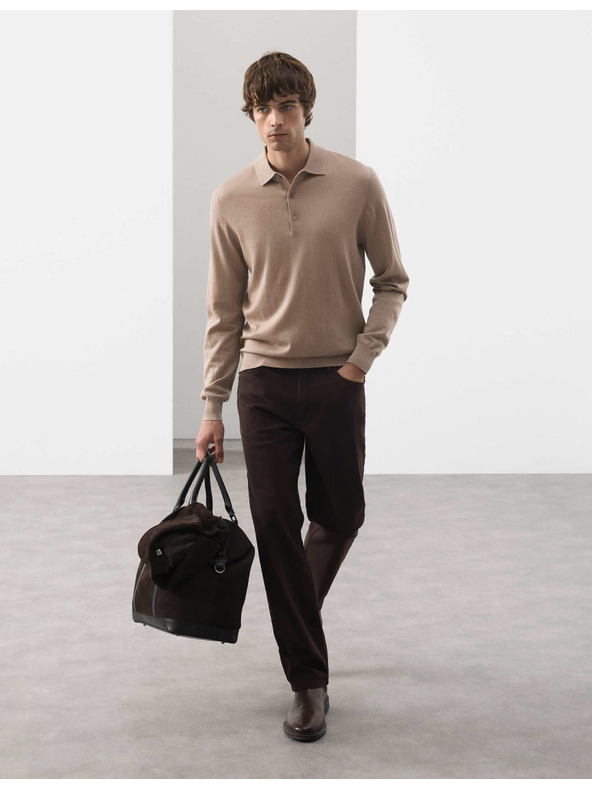 Marks & Spencer Polokošeľa z čistej extra jemnej vlny merino Marks & Spencer hnedá