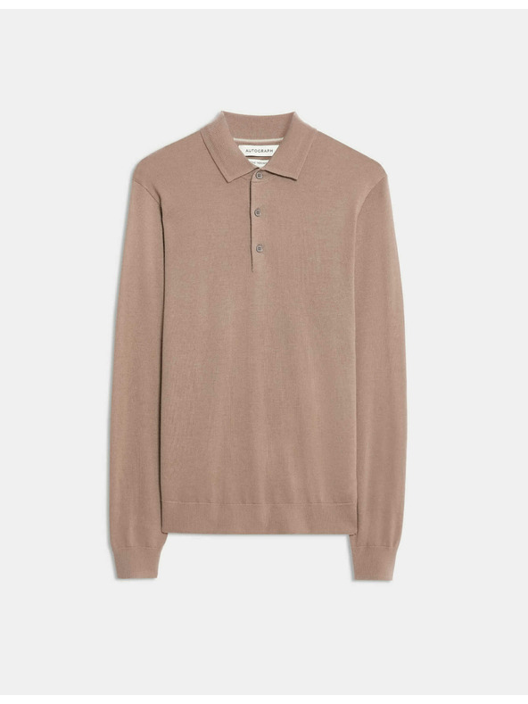 Marks & Spencer Polokošeľa z čistej extra jemnej vlny merino Marks & Spencer hnedá