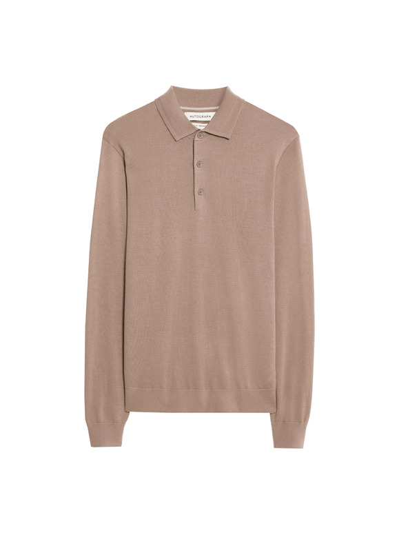 Marks & Spencer Polokošeľa z čistej extra jemnej vlny merino Marks & Spencer hnedá