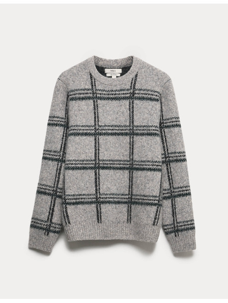 Marks & Spencer Kockovaný sveter so stojačikom a rozmazaným efektom Marks & Spencer sivá