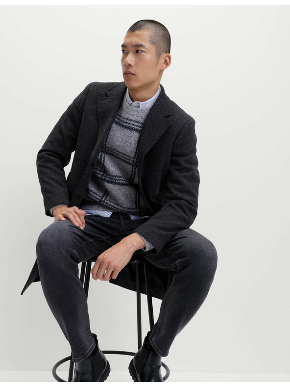 Marks & Spencer Kockovaný sveter so stojačikom a rozmazaným efektom Marks & Spencer sivá