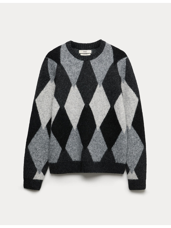 Marks & Spencer Pletená vesta zo zmesi bavlny s okrúhlym výstrihom Marks & Spencer sivá