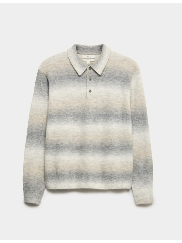 Marks & Spencer Veľmi mäkký pruhovaný rolák s vlnou Marks & Spencer sivá