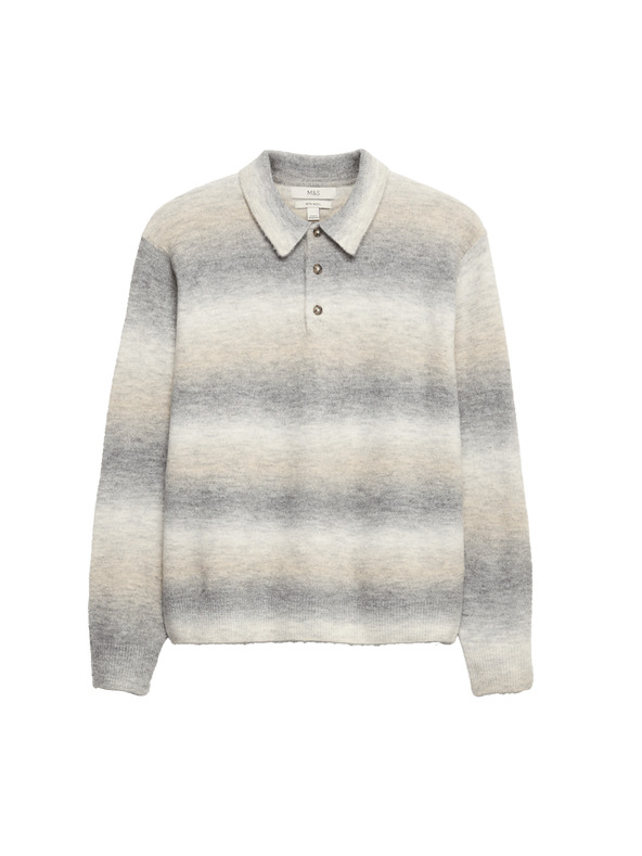 Marks & Spencer Veľmi mäkký pruhovaný rolák s vlnou Marks & Spencer sivá