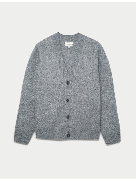 Marks & Spencer Voľný sveter so V-výstrihom, štruktúrou a prídavkom vlny Marks & Spencer sivá