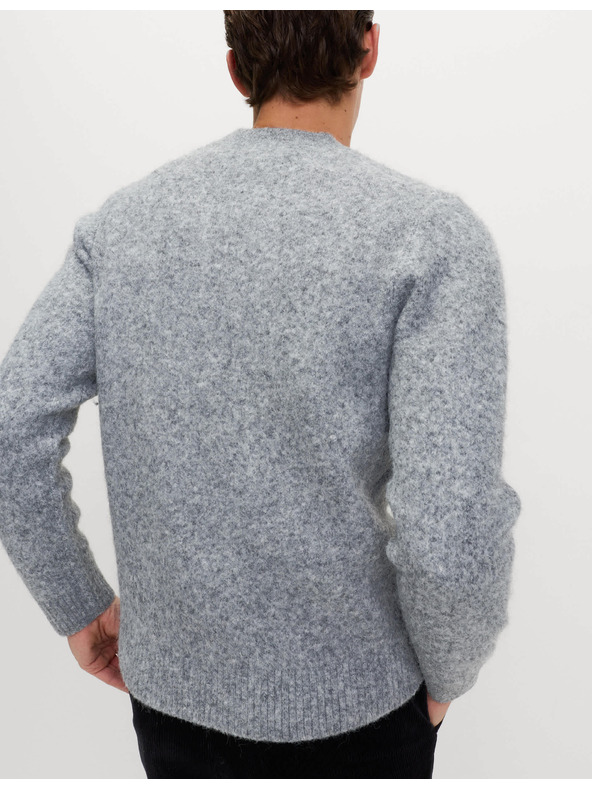 Marks & Spencer Voľný sveter so V-výstrihom, štruktúrou a prídavkom vlny Marks & Spencer sivá