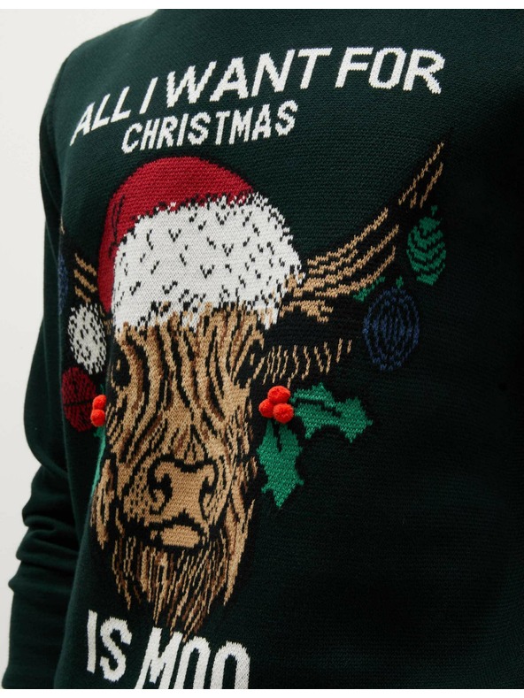 Marks & Spencer Vianočný sveter z čistej bavlny s okrúhlym výstrihom Marks & Spencer zelená