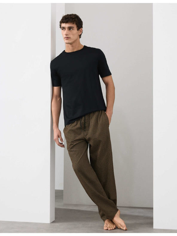 Marks & Spencer Pyžamové nohavice s vysokým podielom bavlny a geometrickou potlačou Marks & Spencer čierna