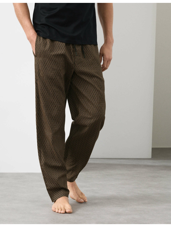 Marks & Spencer Pyžamové nohavice s vysokým podielom bavlny a geometrickou potlačou Marks & Spencer čierna