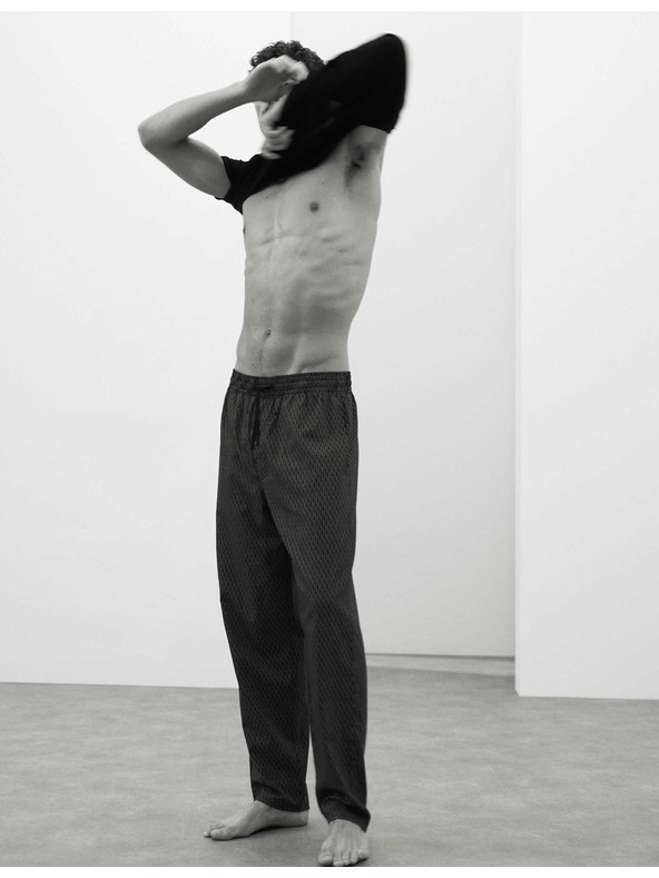 Marks & Spencer Pyžamové nohavice s vysokým podielom bavlny a geometrickou potlačou Marks & Spencer čierna