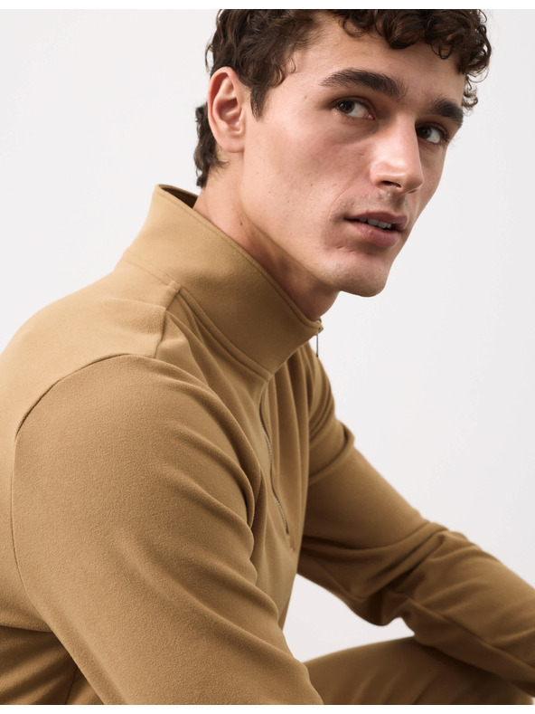 Marks & Spencer Luxusný flísový top na doma s polovičnými zipsami Marks & Spencer hnedá