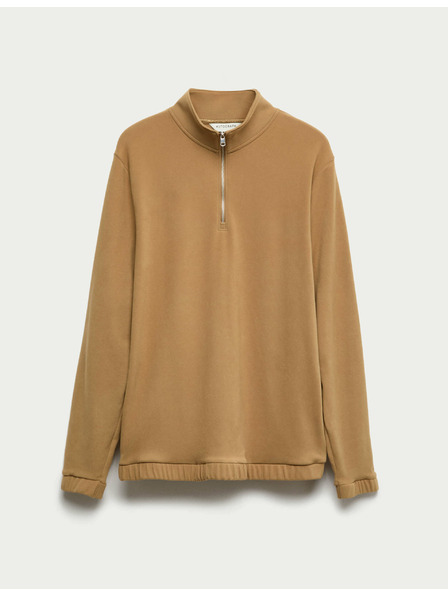 Marks & Spencer Luxusný flísový top na doma s polovičnými zipsami Marks & Spencer hnedá