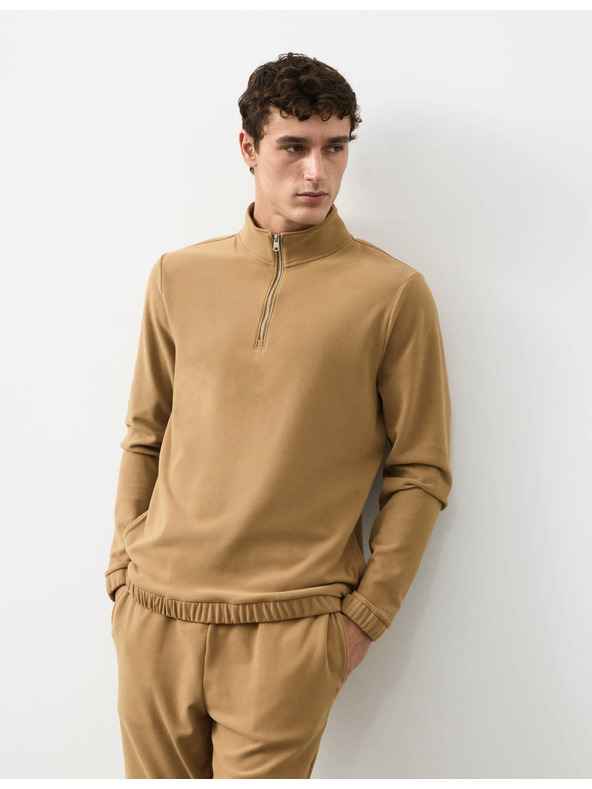 Marks & Spencer Luxusný flísový top na doma s polovičnými zipsami Marks & Spencer hnedá