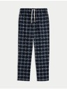 Marks & Spencer Kockované pyžamové nohavice zo 100% bavlny Marks & Spencer námorná modrá
